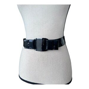 Vintage Glossy Black Fashion Belt Size 8